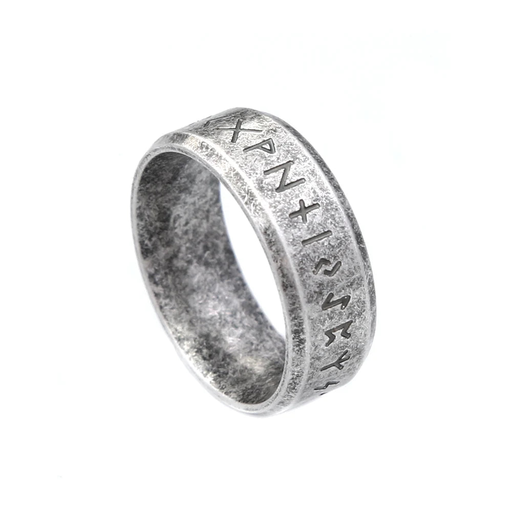 Vintage Simple Stainless Steel Viking Runes Ring in USA