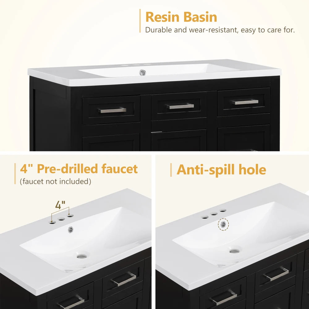 Bathroom Vanity Cabinet with Resin Integrated Sink in USA.