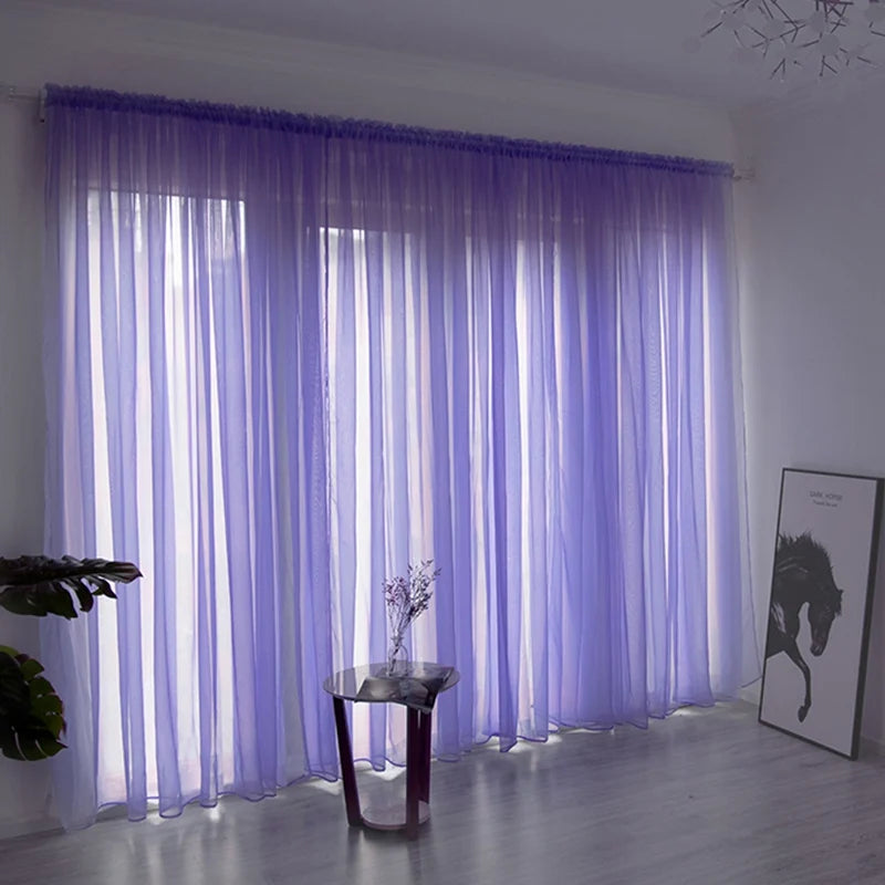 Solid White Tulle Sheer Window Curtains Living Room Bedroom in USA