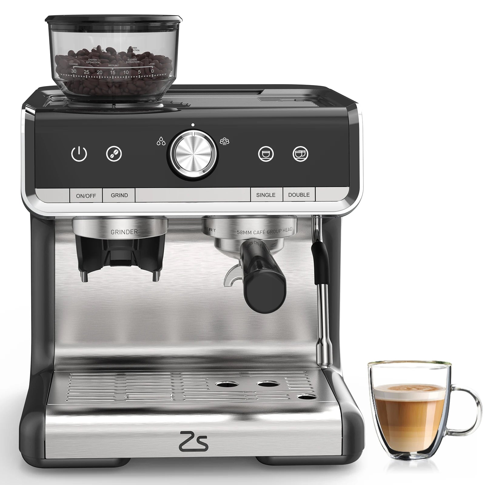 Espresso Coffee Machine, Bar Semi-Automatic,Grinder, IN USA.