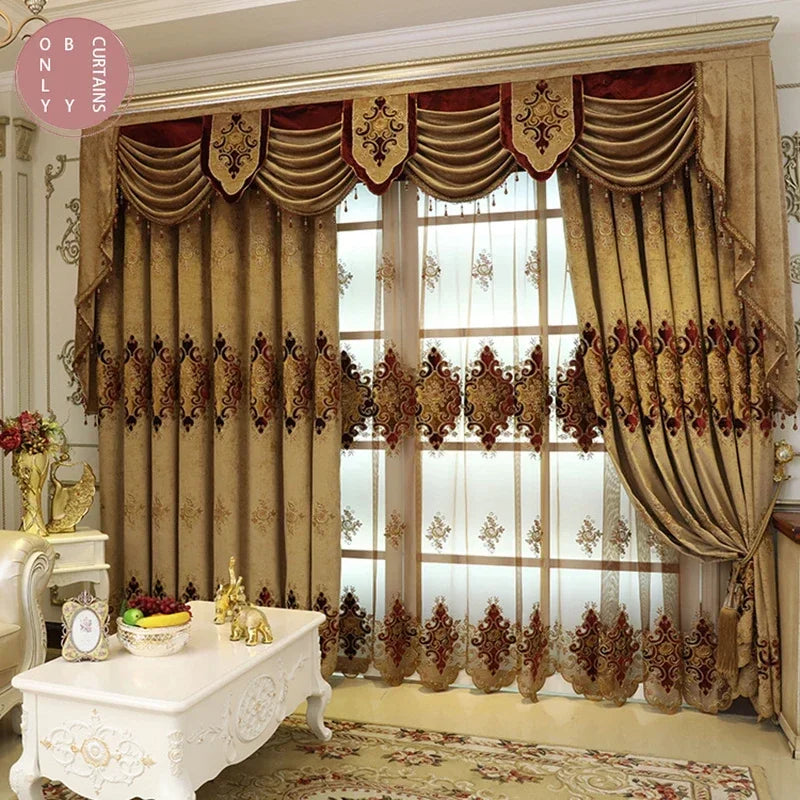 European Luxury Embroidered Curtains Living Room Curtains in USA