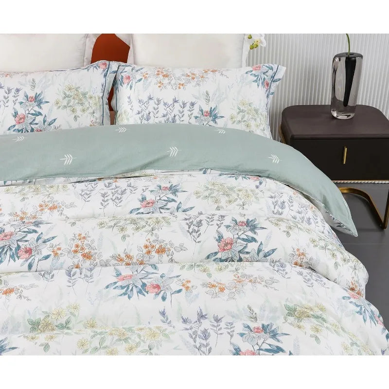 Duvet Cover, Thread Count Cotton Printed Luxury Floral Comforter