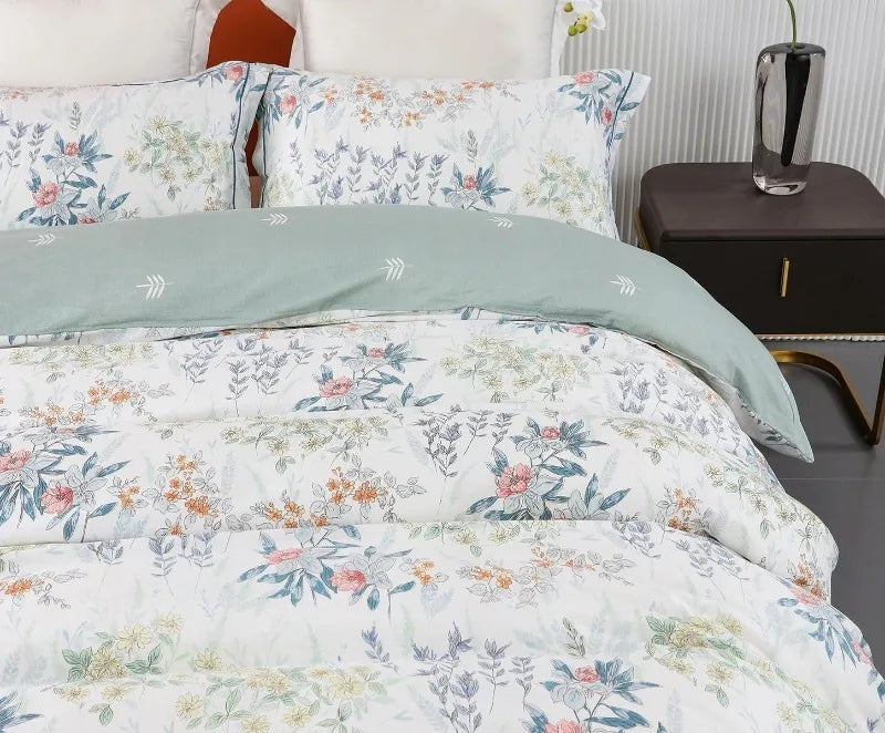 Duvet Cover, Thread Count Cotton Printed Luxury Floral Comforter