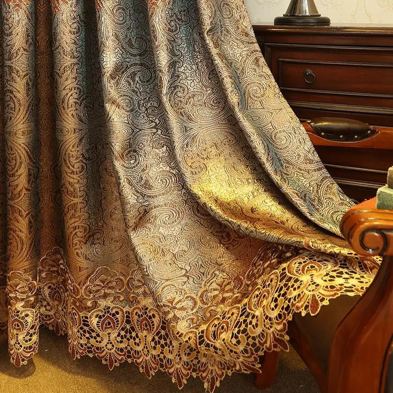 Gold Gilded Embroidered Hollowed Out Velvet Curtains in USA