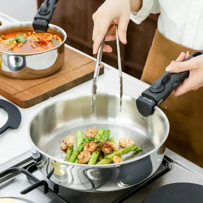 Pots Pans Set, 20 Piece Stainless Steel Kitchen Removable