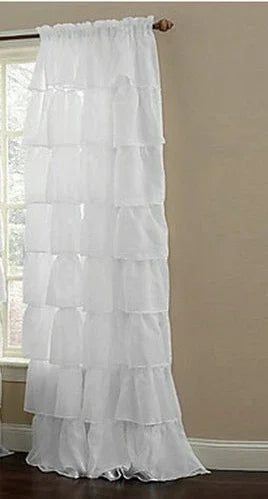 New Hot Ruffle Rod Pocket Organza Window Curtain in USA