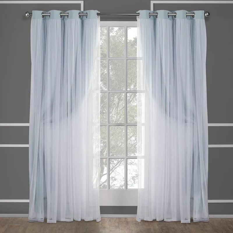 Layered Solid Room Darkening Blackout and Sheer Grommet in USA