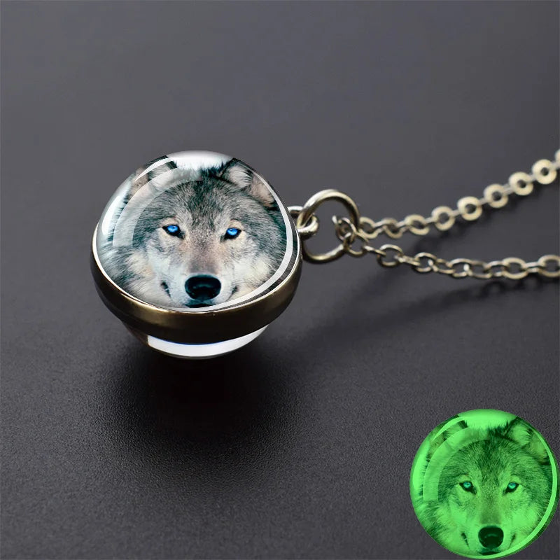 Glow Dark Wolf Necklaces Howling Wolf Head in USA