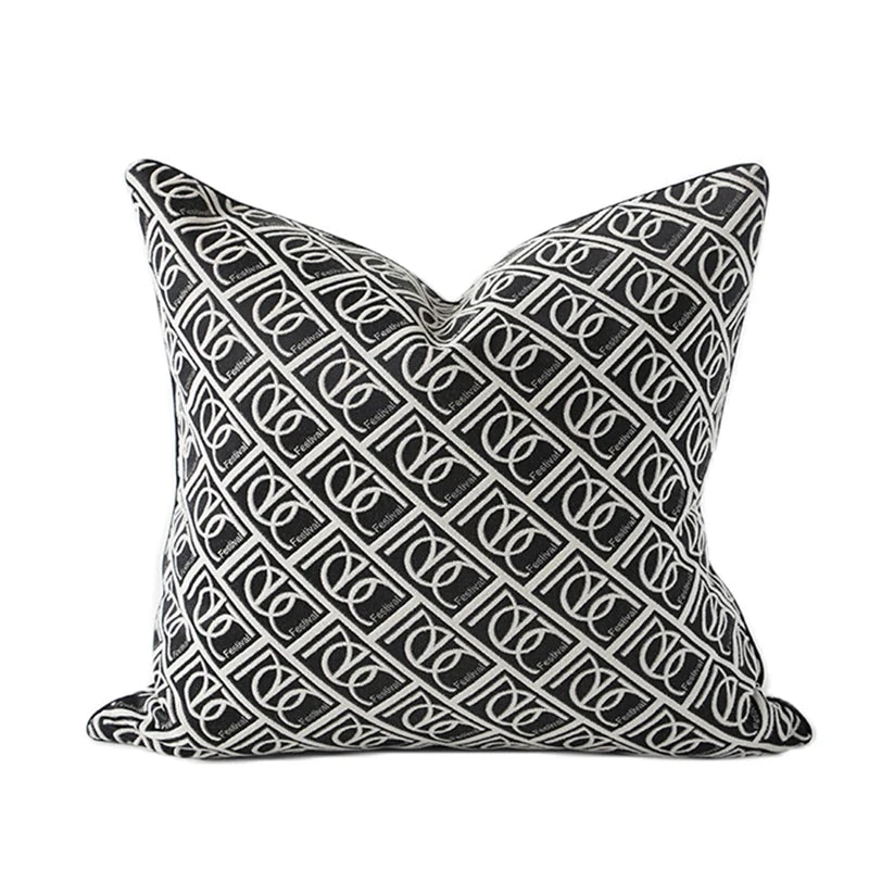 Modern Horse Geometry Jacquard Pillow Covers Luxury Multi-Textured