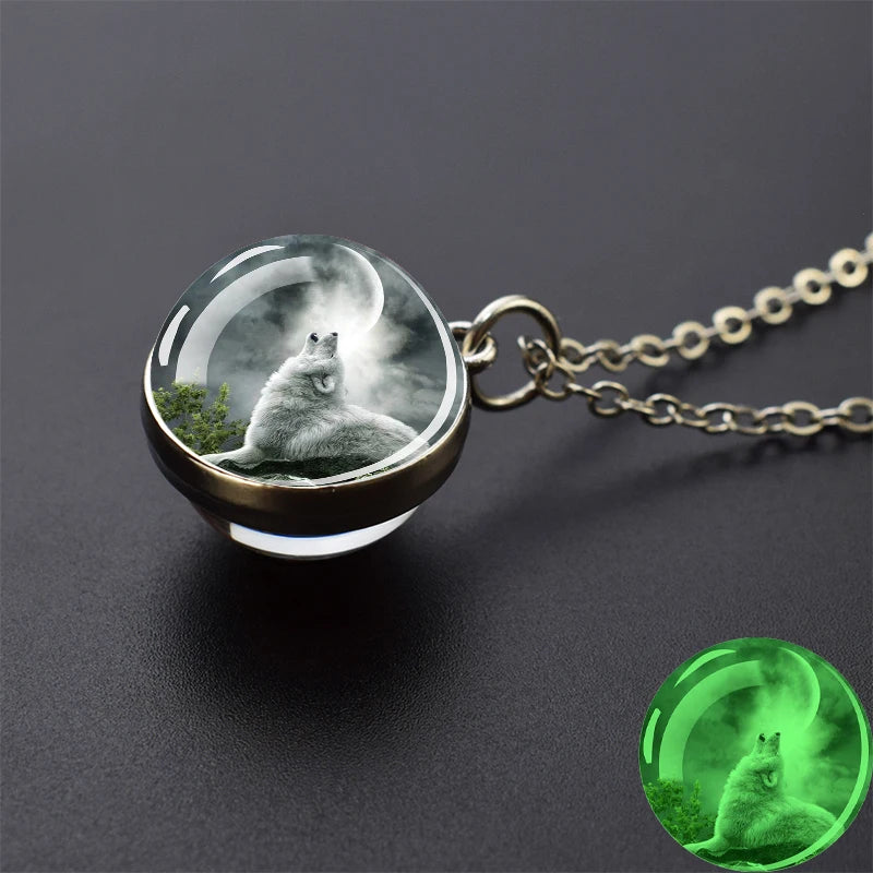 Glow Dark Wolf Necklaces Howling Wolf Head in USA