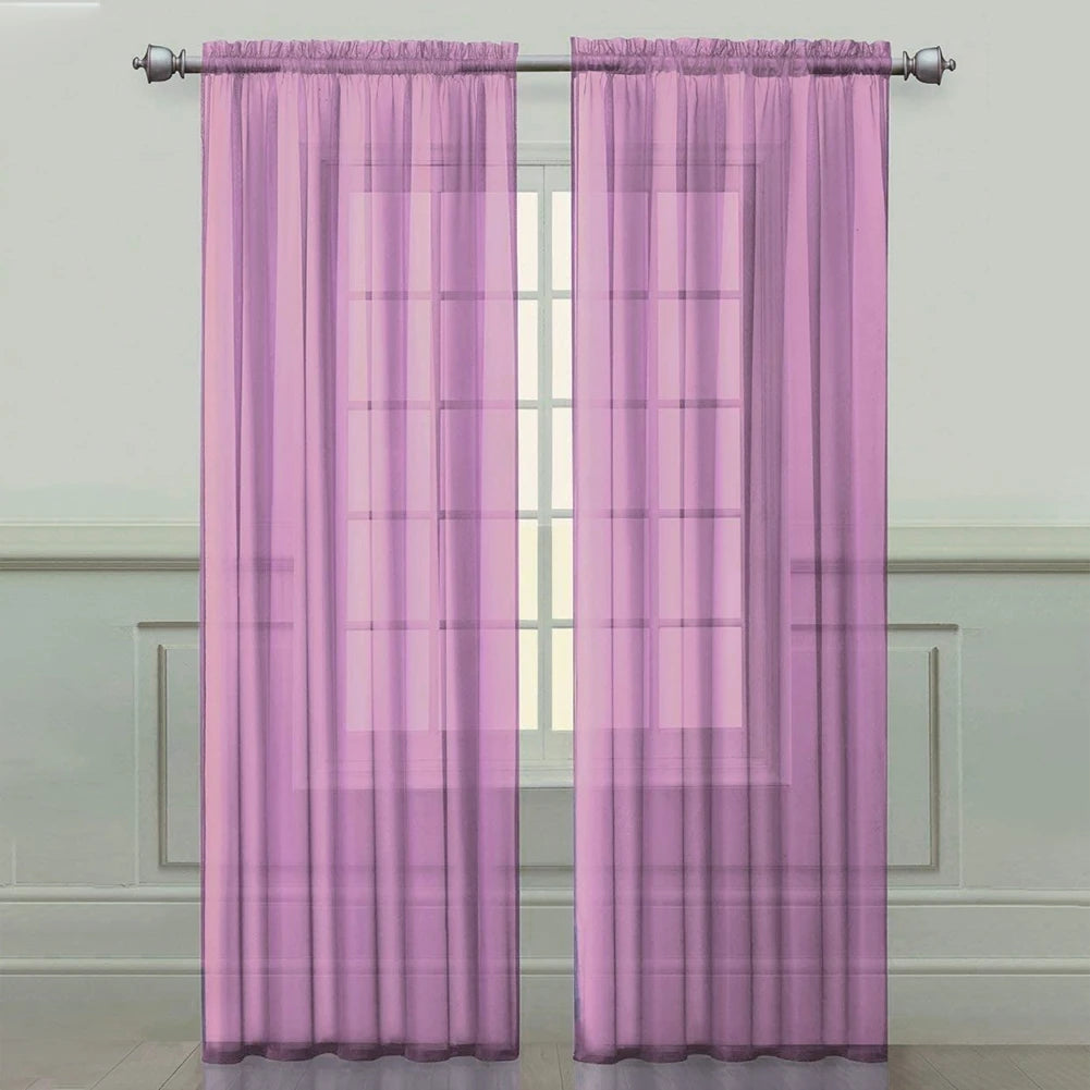 Soild Color Sheer Curtains Semi Transparent Voile Grommet in USA