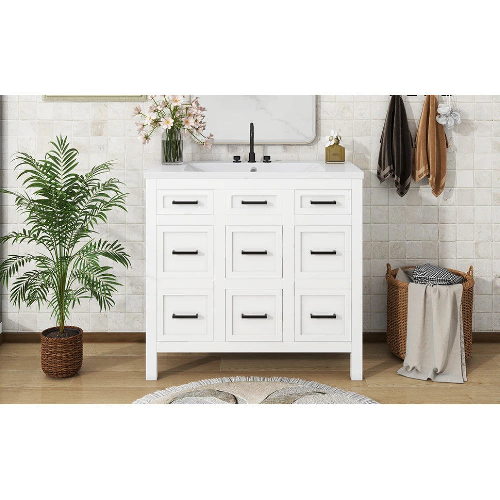 Bathroom Vanity Cabinet with Resin Integrated Sink in USA.