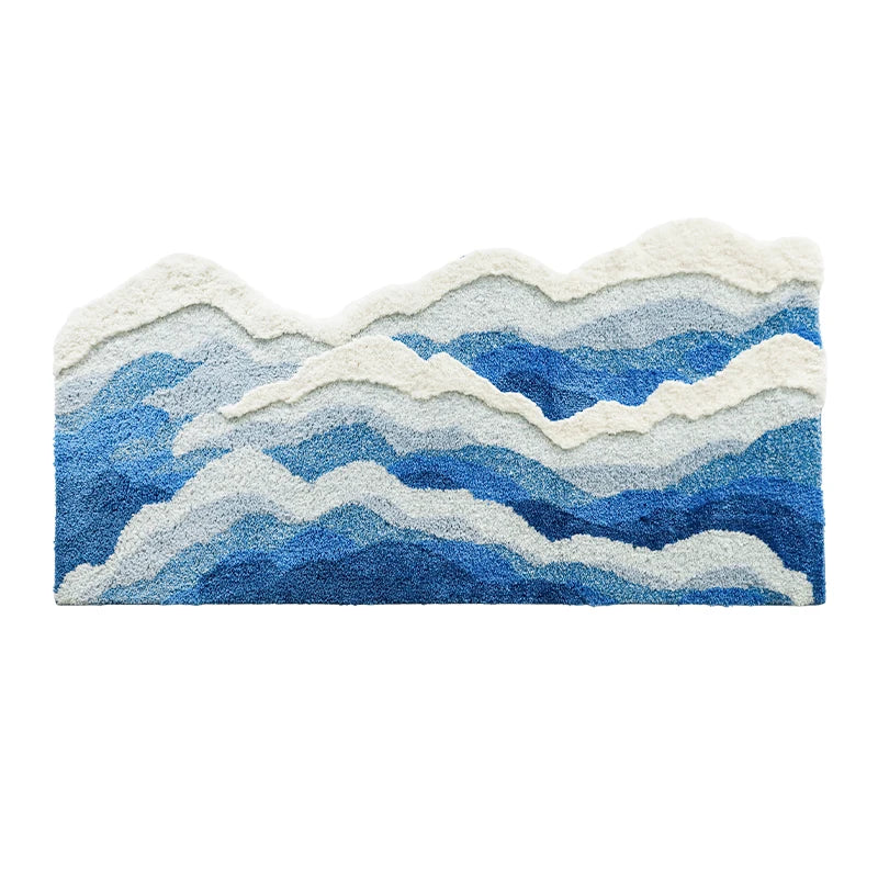 Aesthetic Tufting Ocean Bedroom Rug Soft Fluffy Scenic Wave