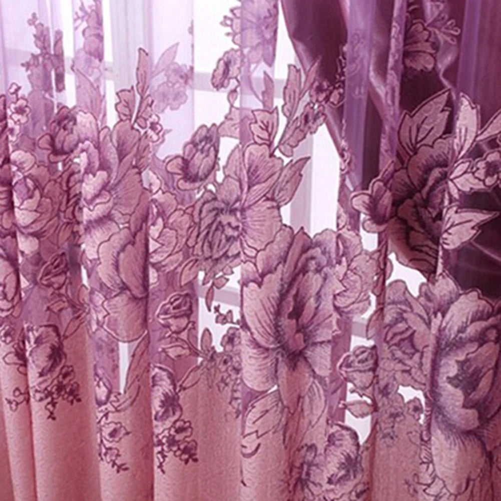 Flower Jacquard Tulle Window Curtain Drape Lace Embroidered IN USA.