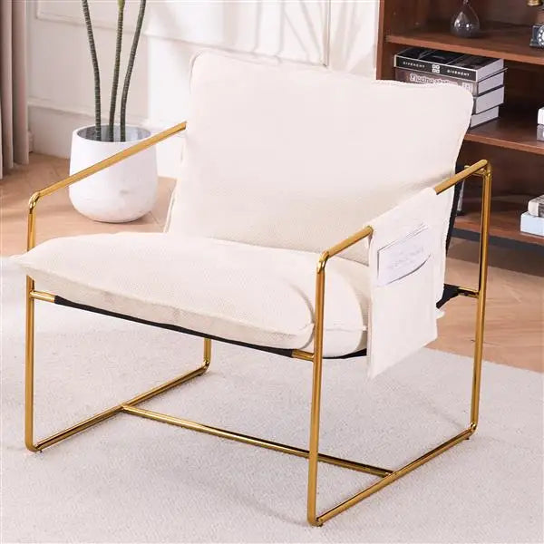 Upholstered Hanging Armchair Arm PocketsMetal frame IN USA.