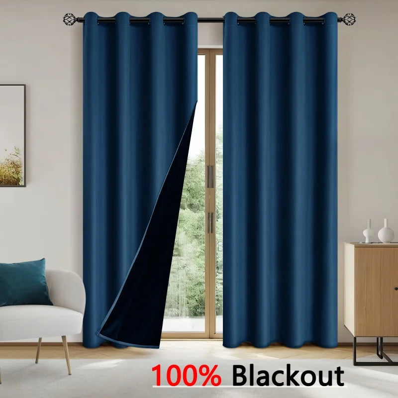 Solid Color Blackout Curtains Thermal Insulated Darkening Curtain in USA