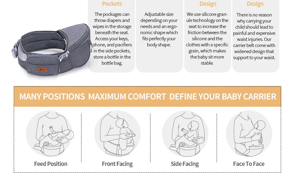 Sunveno Convinient Ergonomic Baby Carrier Infant Hip Seat in USA