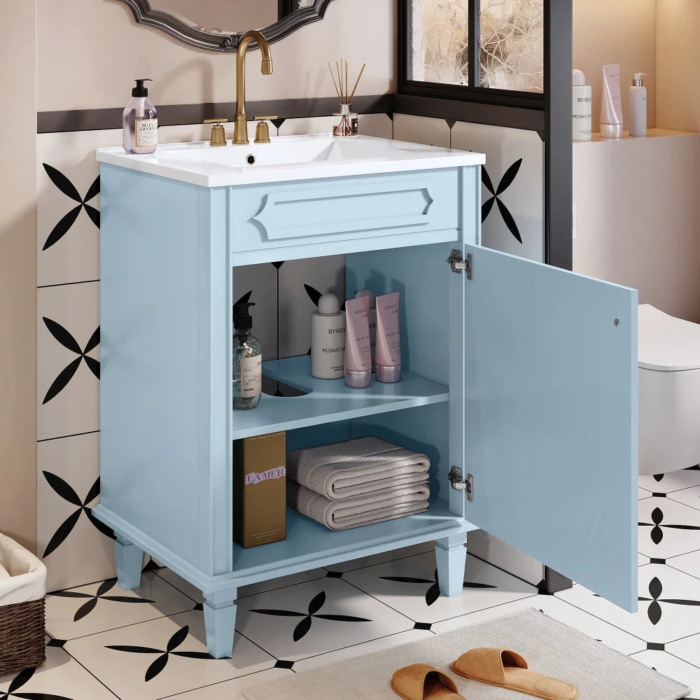 Bathroom Vanity with Ceramic Sink Combo, Modern Freestanding in USA.