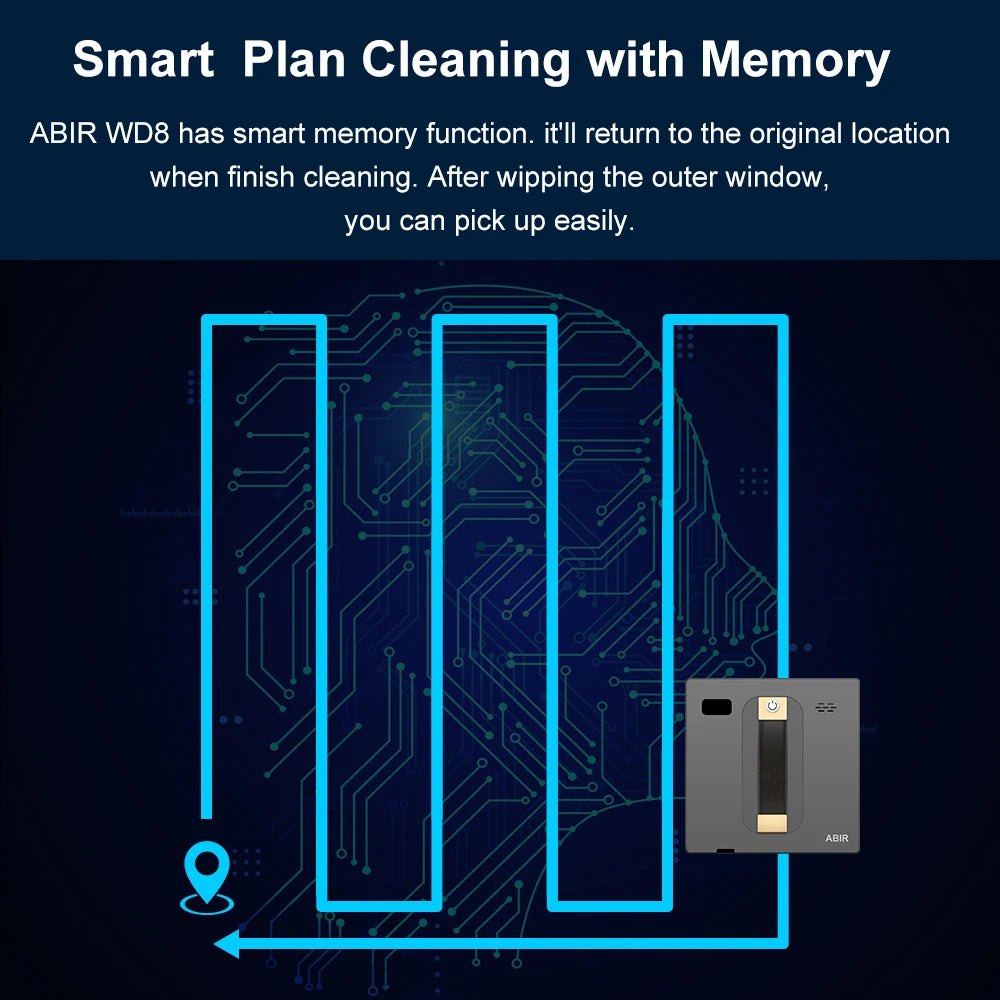 Robot Window cleaner ABIR WD8,Dual Water Spray,Smart Memory