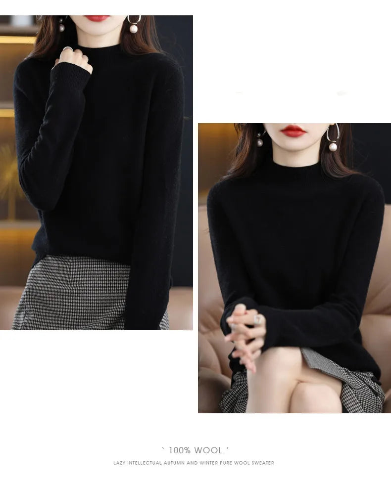 Pure Wool Half-neck Pullover In Autumn And Winter New Cashmere in USA