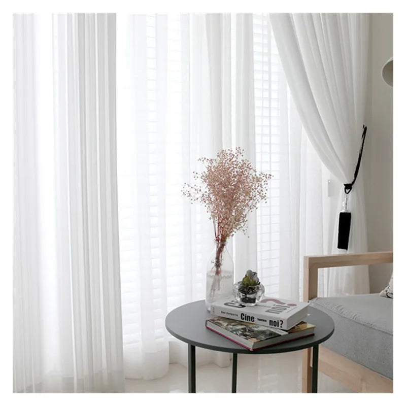 Velcro Elegant Super Soft Beige Cream White Window Tulle Wave Curtains IN USA.