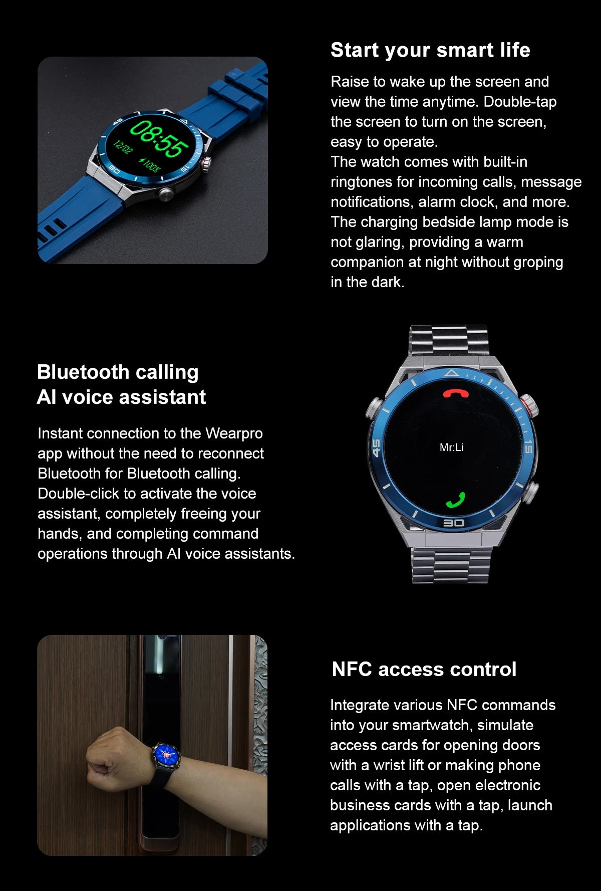 GPS Tracker Smartwatch Men NFC Bluetooth Call IN USA.