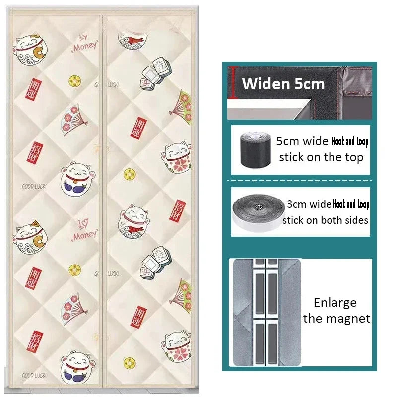 Winter Warm Door Curtain Oxford Cloth Material Magnetic