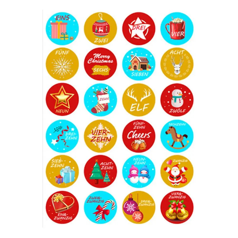 Christmas Gift Stickers Advent Calendar Number Paper