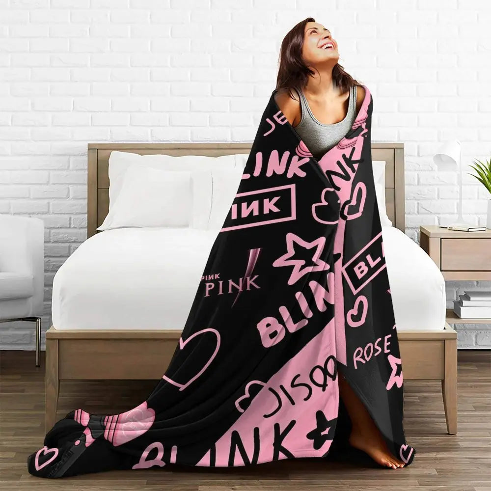 Music Idol Black-Pinks Girl Blankets Flannel All Season in USA