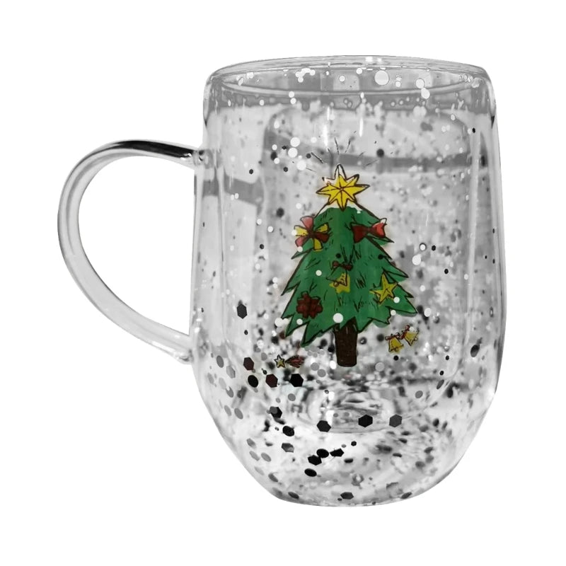 Insulated Double Walled Glass Coffee Christmas Water Cup in USA.