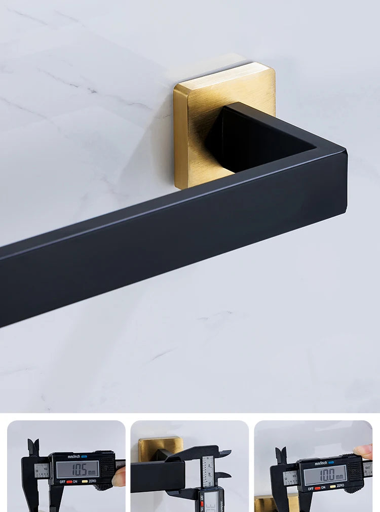 Wall Mount Stainless Steel Black Gold Bathroom Hardware Set