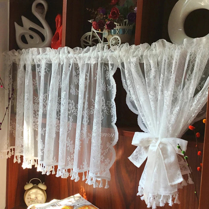 Curtains Kitchen Finished White Floating Tulle Sheer Curtain in USA