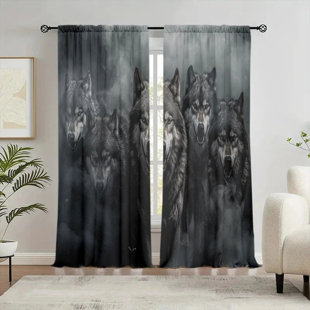 Wolf Pack Printed Curtain for Home Decor - Rod Pocket Window in USA