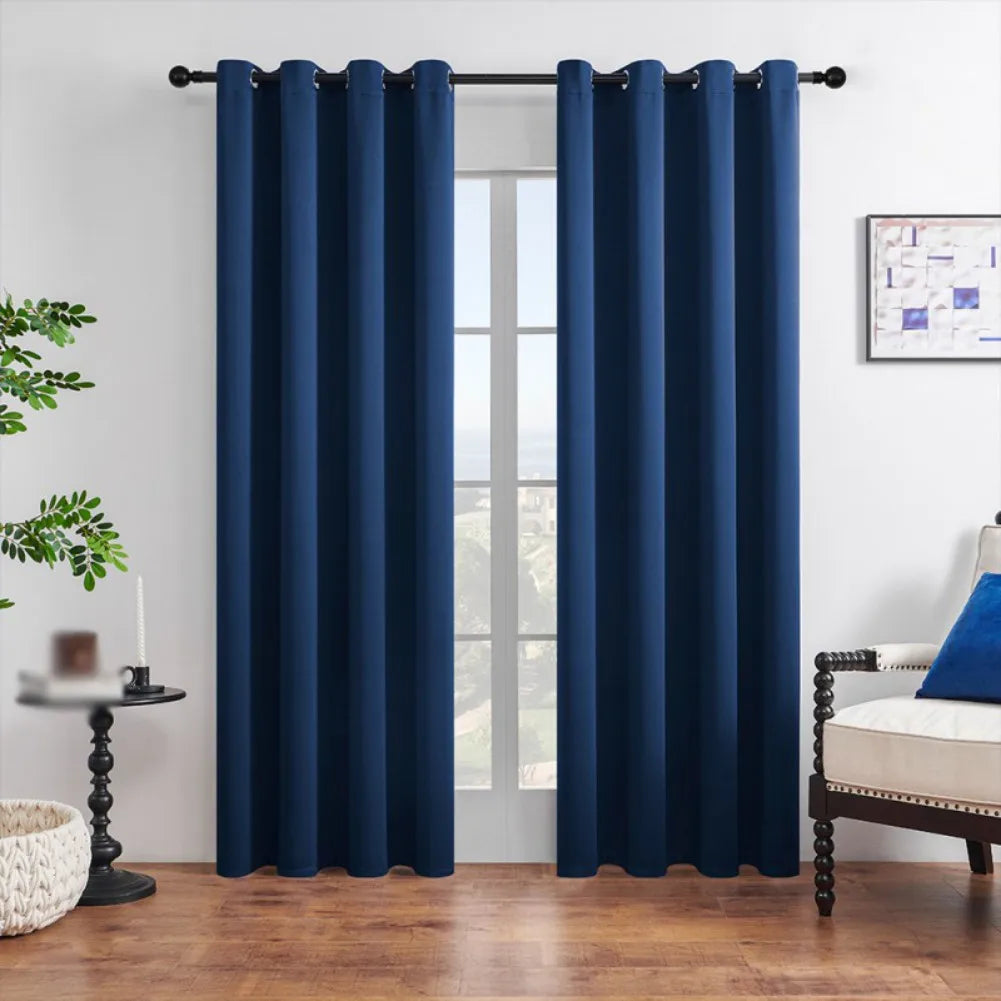 Thickened Blackout Curtains A Pair Push Pull Rings in USA