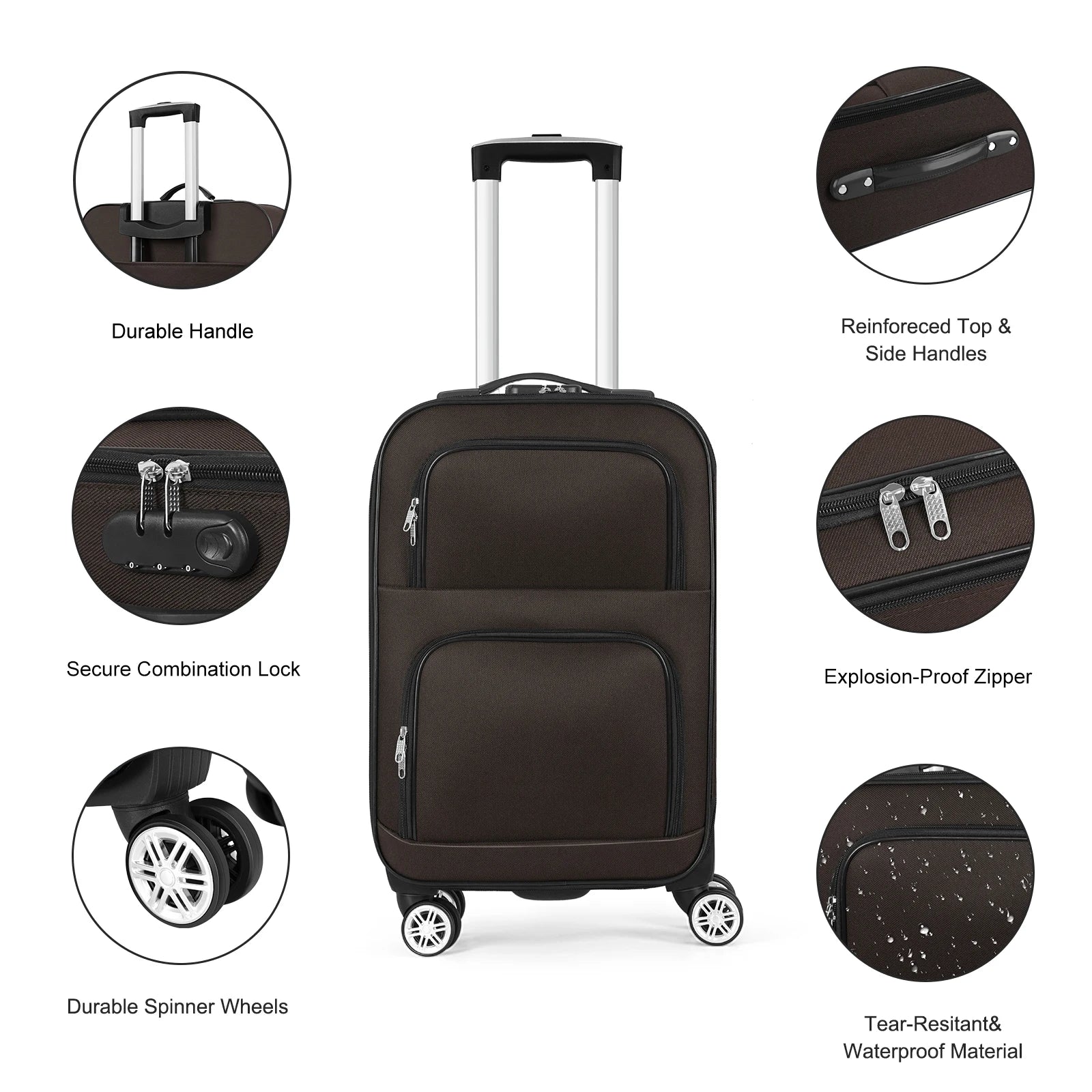 lightweight luggage rotating wheels Oxford fabric suitcase in USA