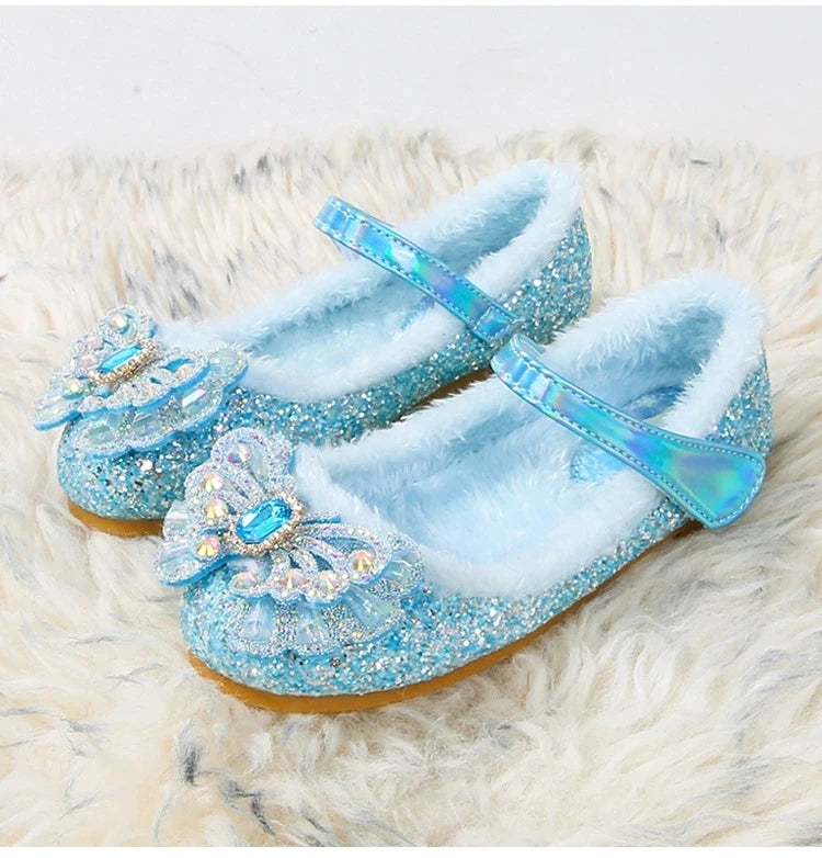 Rhinestone Frozen Elsa Princess Girl Shoes Flat in USA