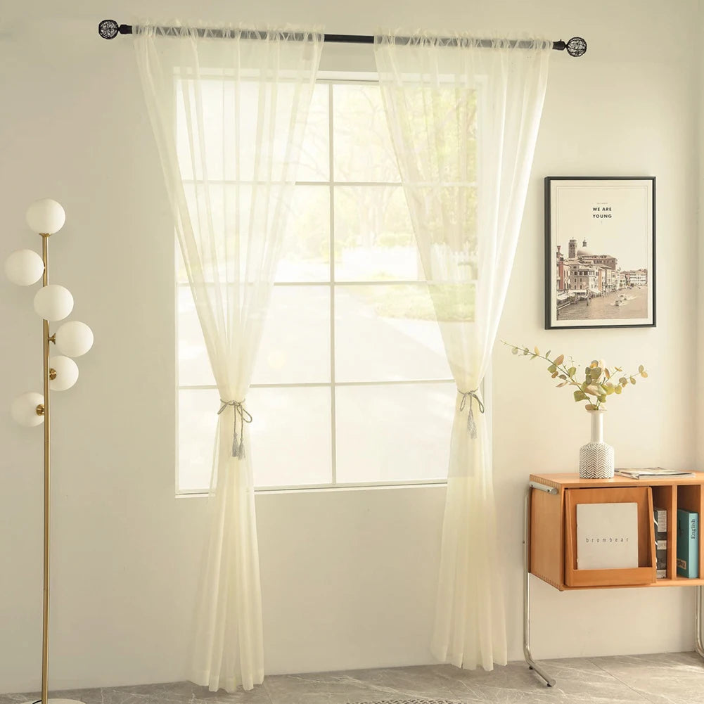 White/Cream/Grey Tulle Curtains Living Room Decoration in USA