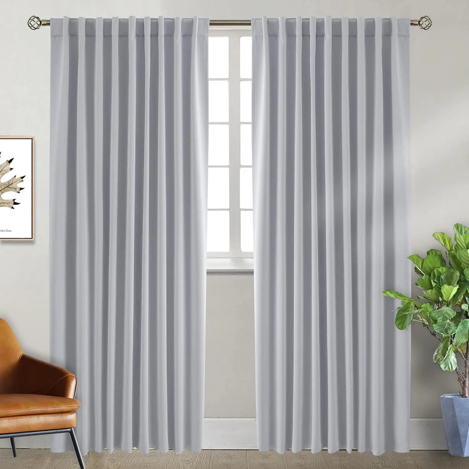 Navy Blue Elegant Blackout Curtains Rod Pocket in USA