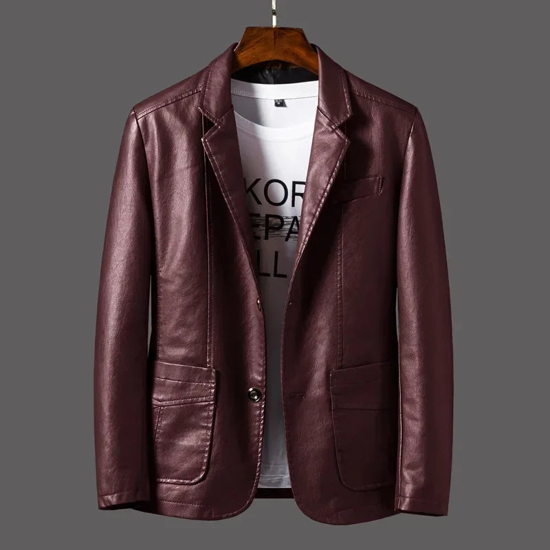 Spring Autumn Biker Leather Men's Jacket Leather IN USA.