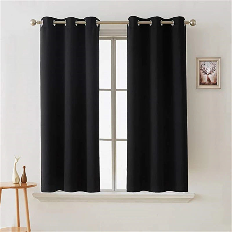 Black Blackout Thermal Insulated Curtains Living Room Bedroom in USA