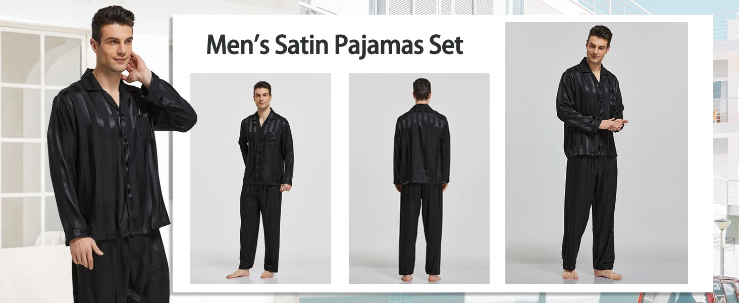 Tony&Candice Men's Satin Silk Pajama Set Men Pajamas Silk in USA