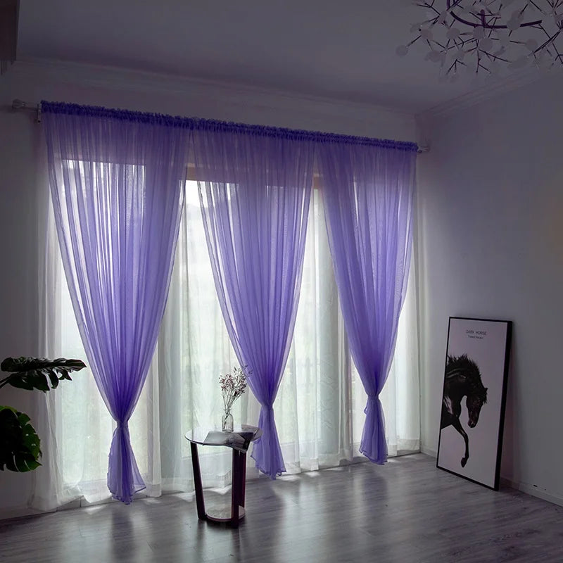 Solid White Tulle Sheer Window Curtains Living Room Bedroom in USA