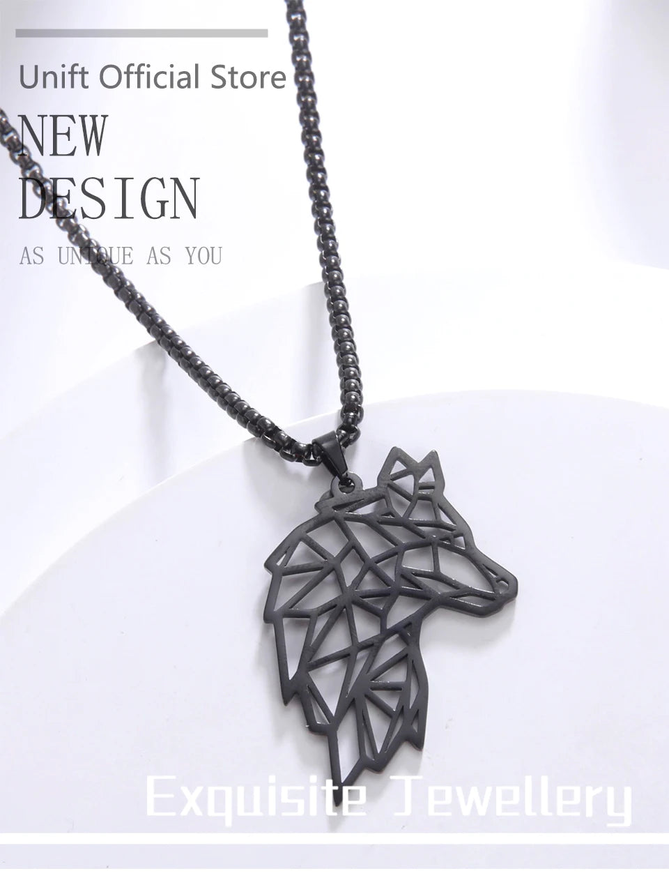 Unift Black Color Wolf Pendant Necklace Men Boy Stainless in USA