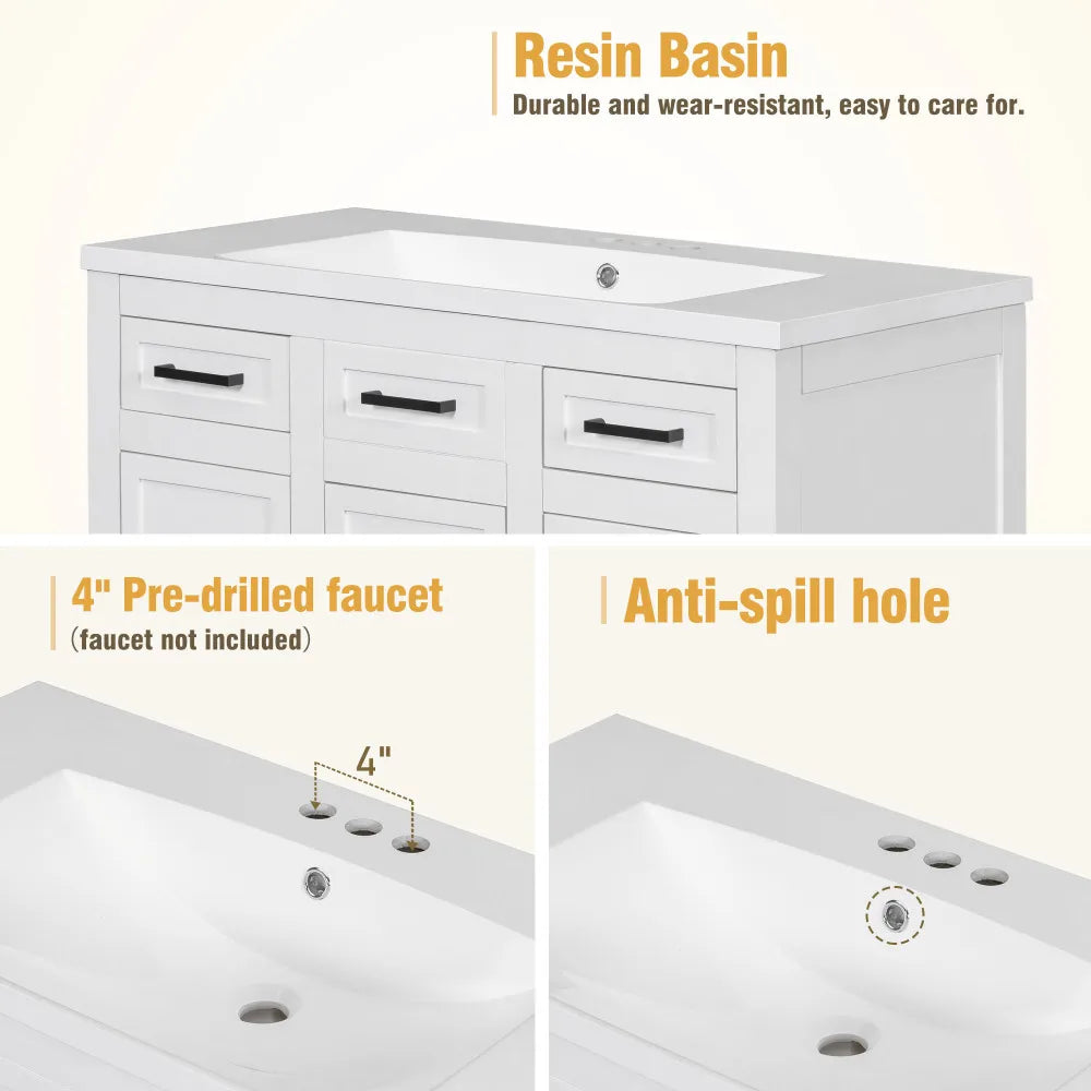 Bathroom Vanity Cabinet with Resin Integrated Sink in USA.