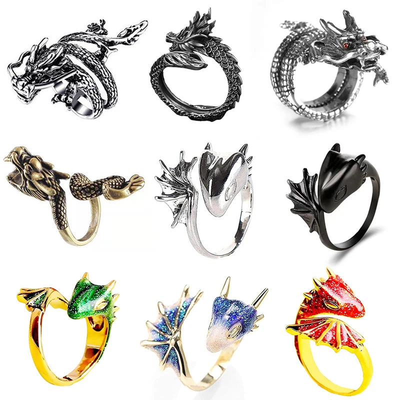 Jisensp Gothic Punk Dragon Ring Men Retro Viking Animal in USA