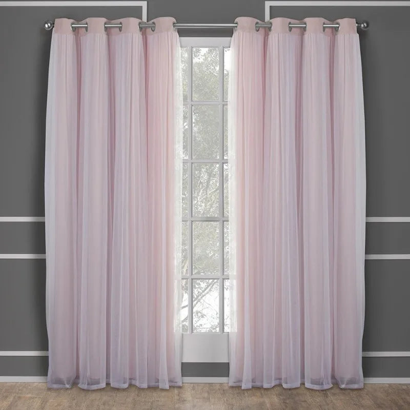 Layered Solid Room Darkening Blackout and Sheer Grommet in USA