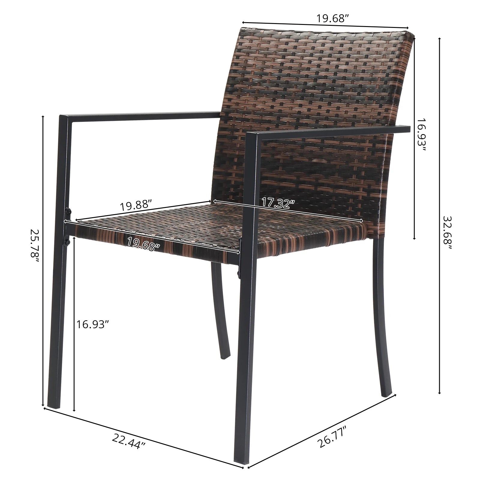 Brown Set Stackable Outdoor Wicker Patio Dining Chairs in USA.