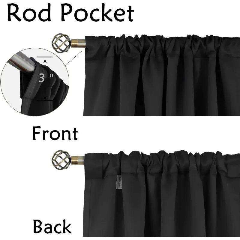 Navy Blue Elegant Blackout Curtains Rod Pocket in USA