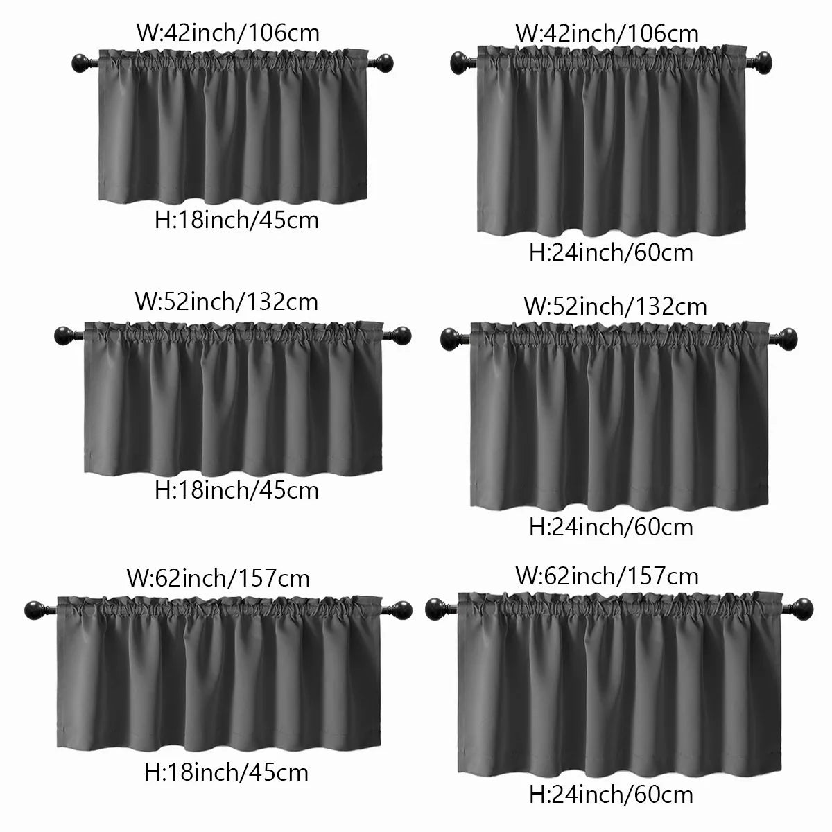 Valance Curtains Blackout Thermal Insulated Rod Pocket Window in USA