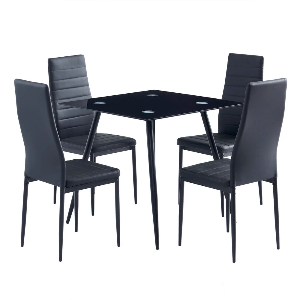 Assembled Stripping Texture Backrest Dining Chairs Black IN USA.